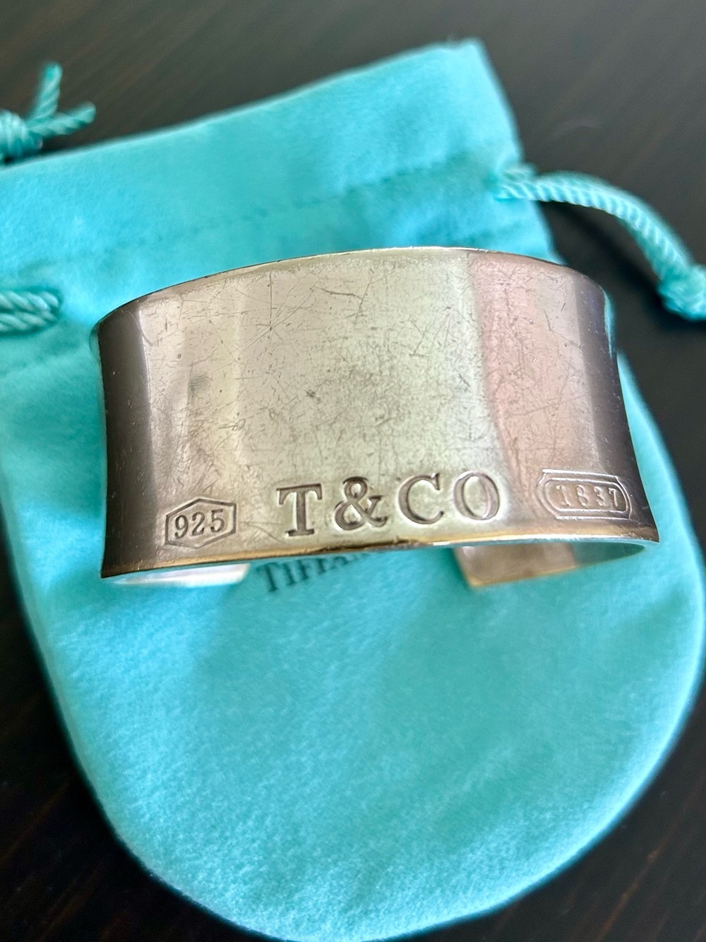 Tiffany & Co. Sterling Silver Cuff Bracelet T&CO and Tiffany’s Gift Bag Vintage